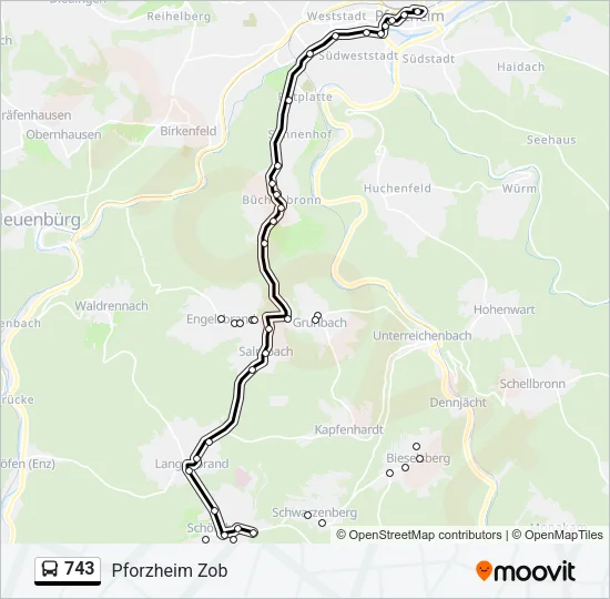 743 Bus Line Map