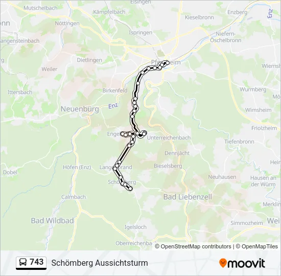 743 Bus Line Map