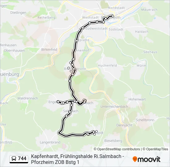 744 Bus Line Map