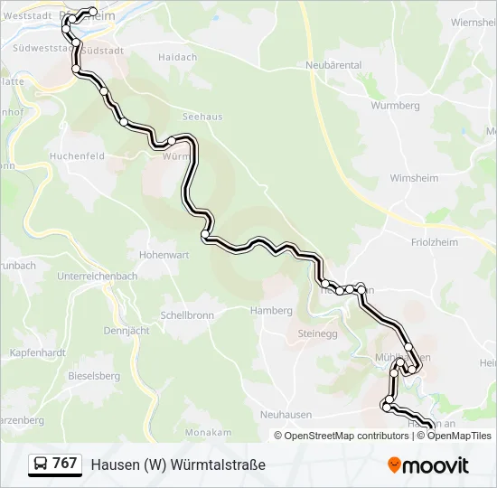 767 Bus Line Map