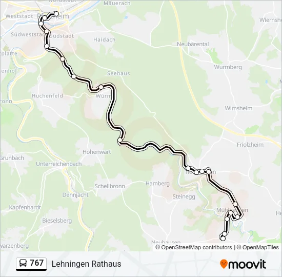 767 Bus Line Map