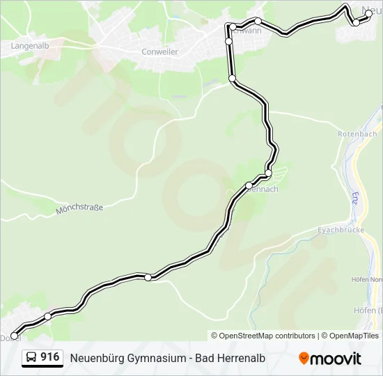 916 Bus Line Map