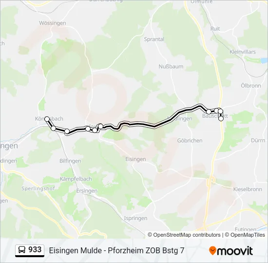 933 Bus Line Map