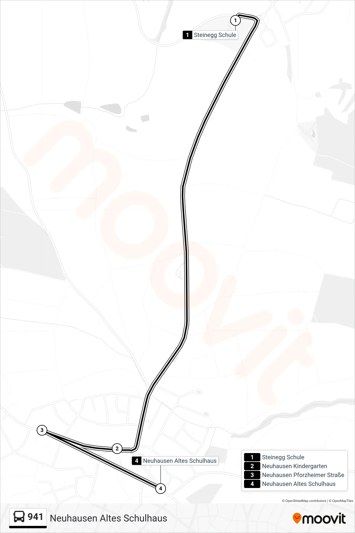 941 bus Line (Neuhausen Altes Schulhaus) route and stops on a map