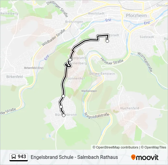 943 Bus Line Map