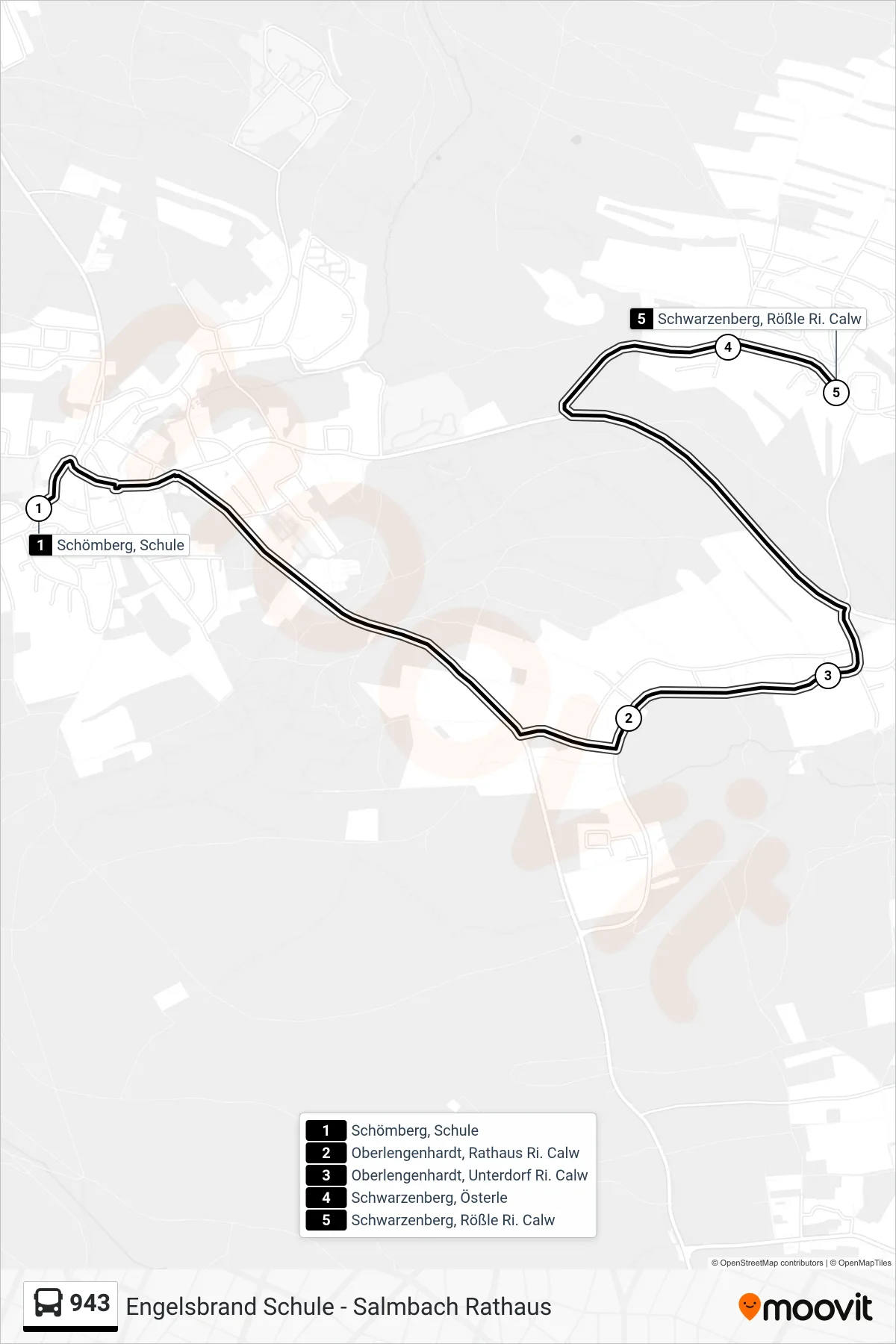 943 bus Line (Schwarzenberg, Rößle) route and stops on a map