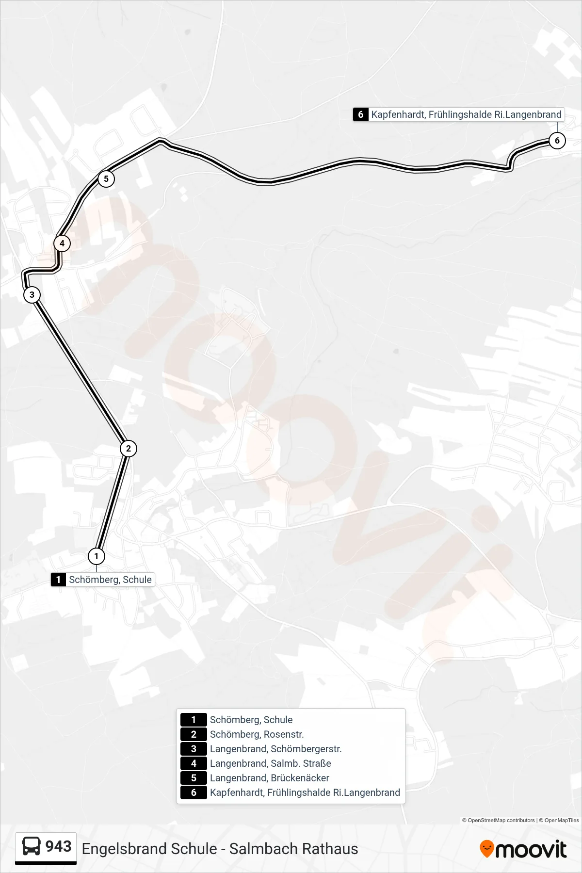 943 bus Line (Kapfenhardt, Frühlingshalde) route and stops on a map