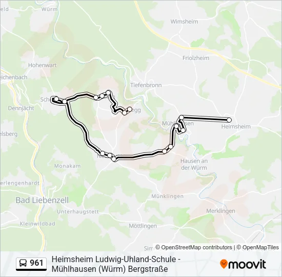 961 Bus Line Map