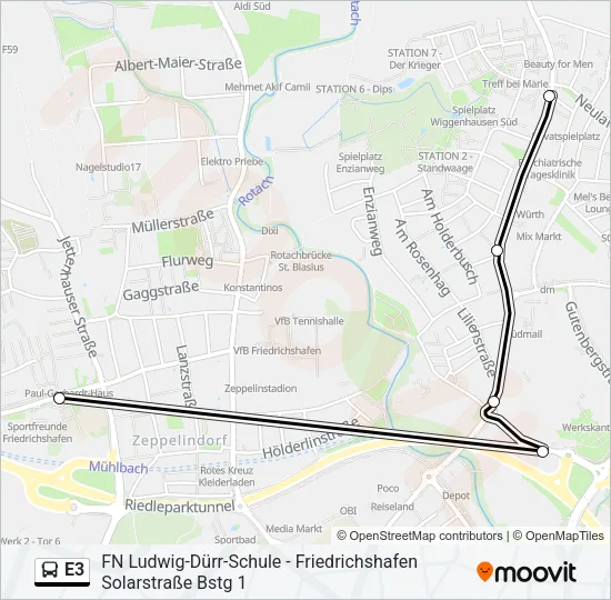 E3 Bus Line Map