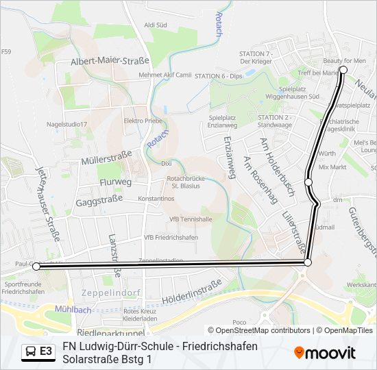 E3 Bus Line Map