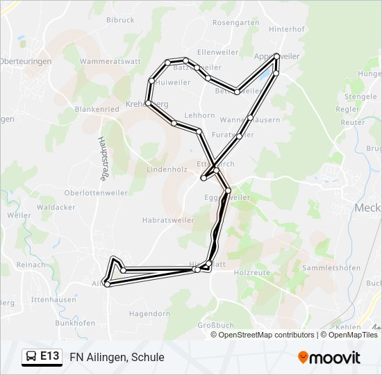 E13 Bus Line Map