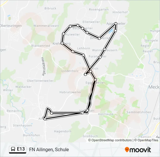 E13 Bus Line Map