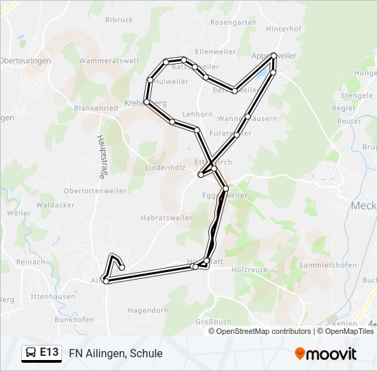E13 Bus Line Map