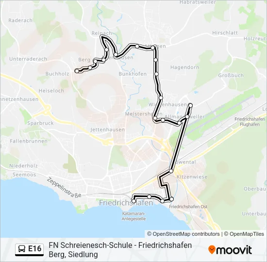 Buslinie E16 Karte