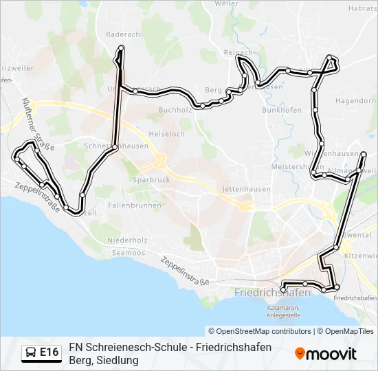 Buslinie E16 Karte