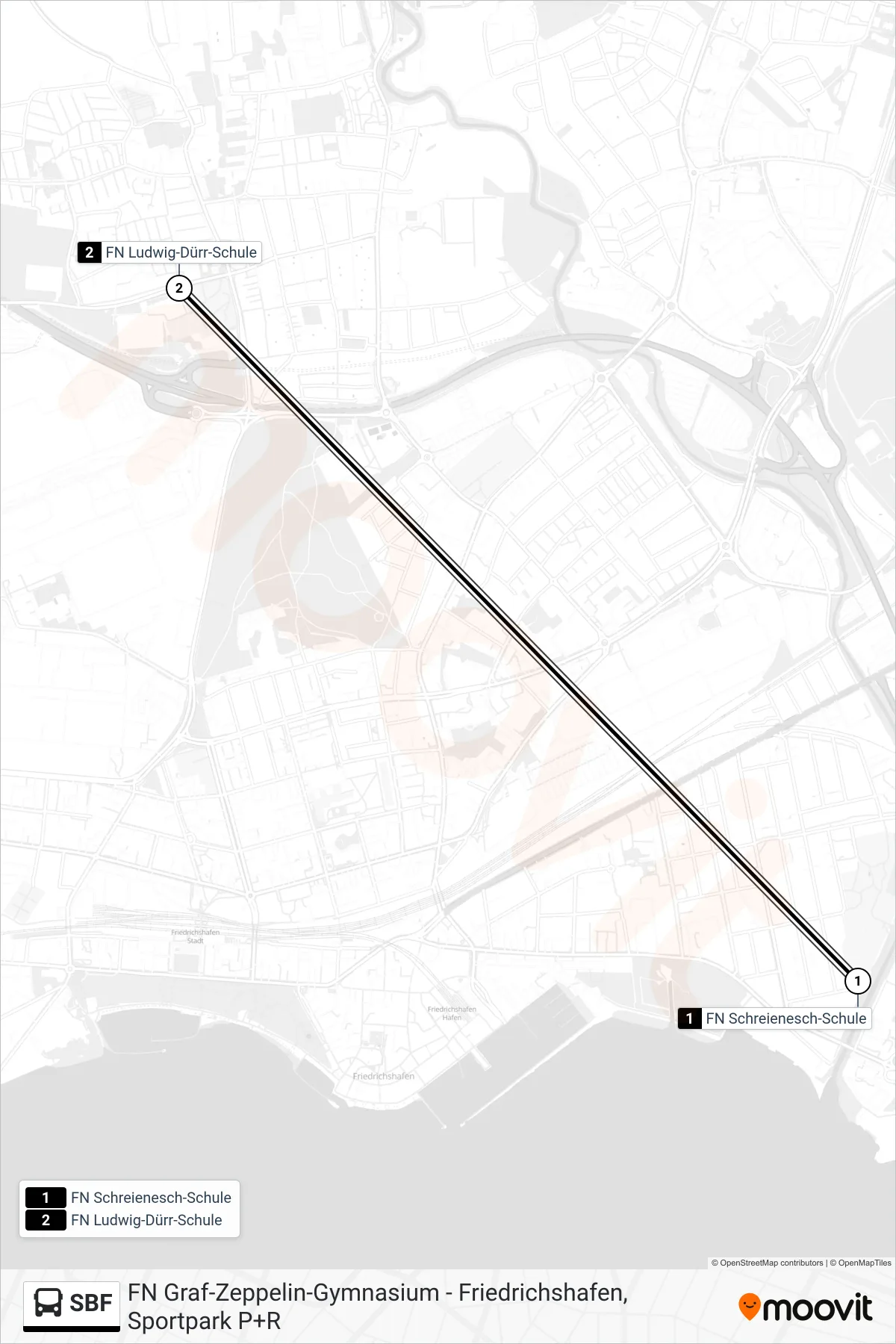 SBF bus Line (FN Ludwig-Dürr-Schule) route and stops on a map