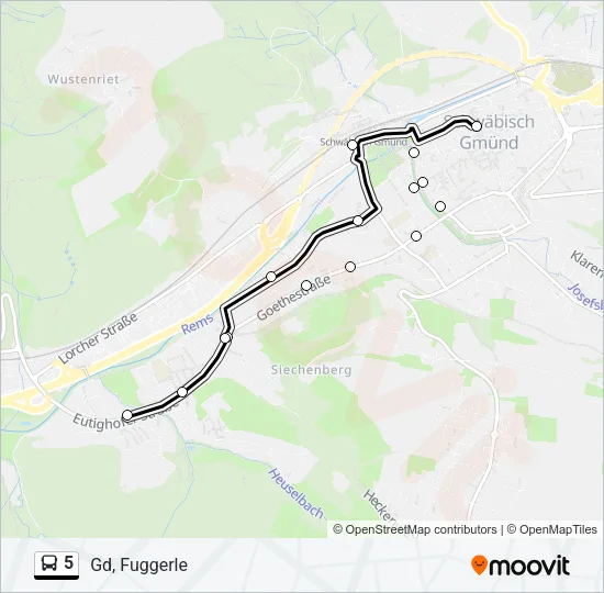 5 Bus Line Map