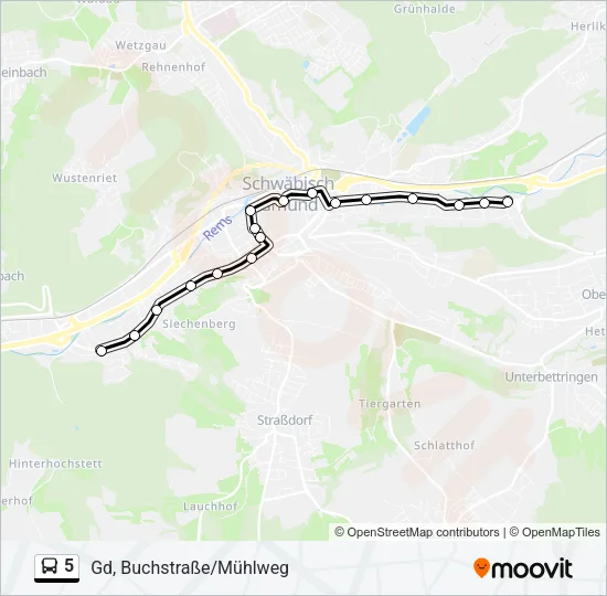 5 Bus Line Map
