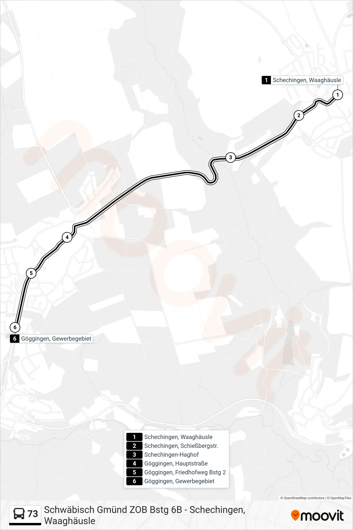 Linie 73 (Tram) Richtung Göggingen, Gewerbegebiet: Route und Haltestellen auf der Karte