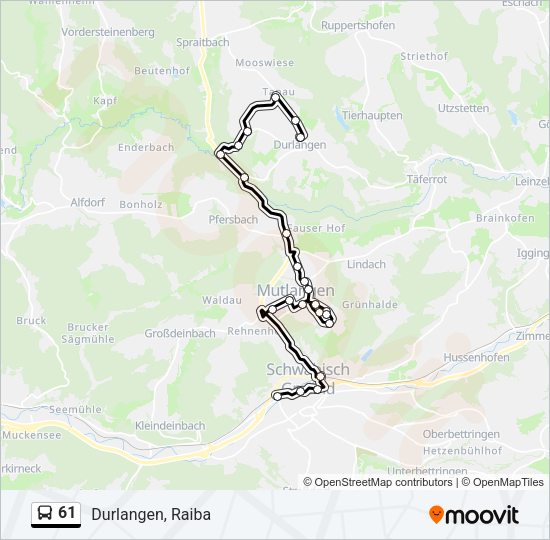 61 Bus Line Map