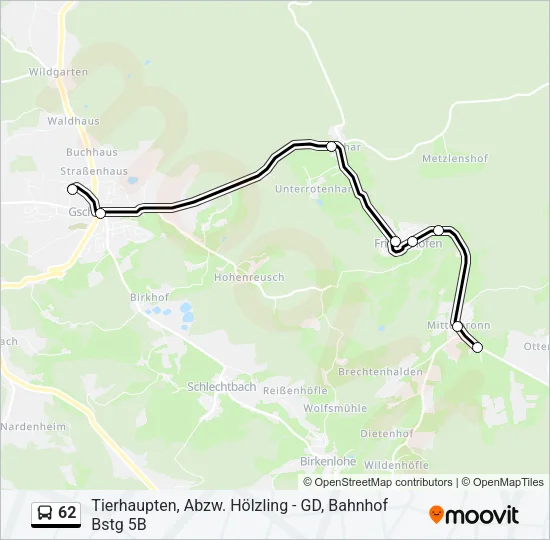 62 Bus Line Map