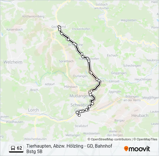 62 Bus Line Map