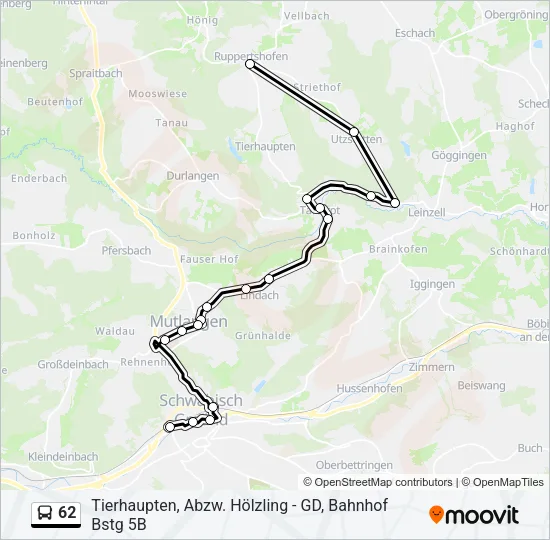 62 Bus Line Map