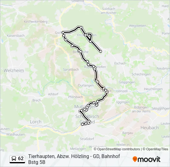 62 Bus Line Map