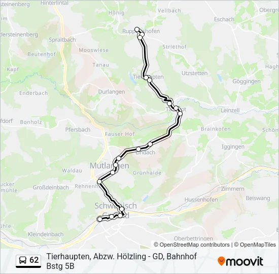 62 Bus Line Map