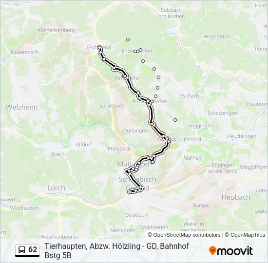 62 Bus Line Map