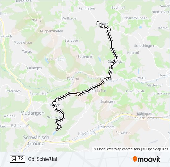 72 Bus Line Map