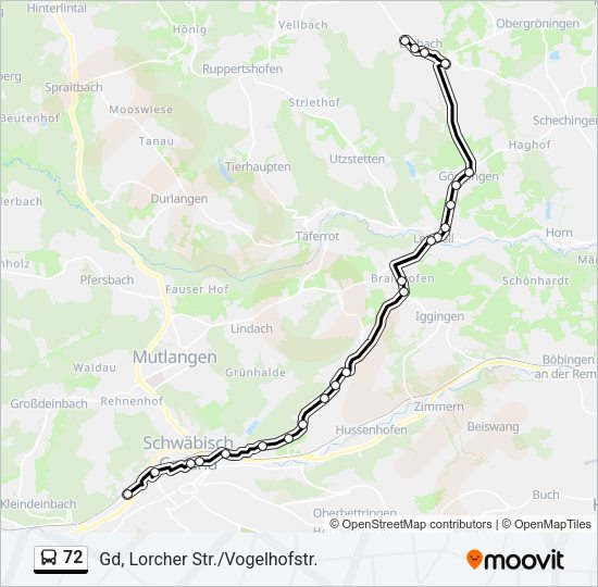 72 Bus Line Map