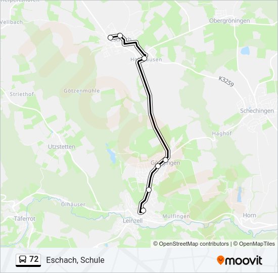 72 Bus Line Map