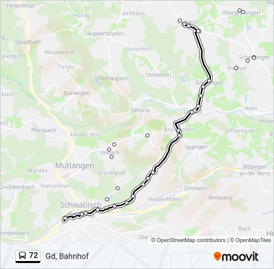 72 Bus Line Map