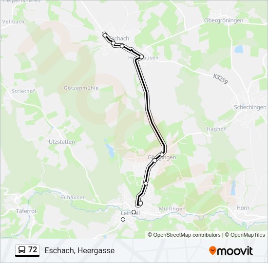 72 Bus Line Map