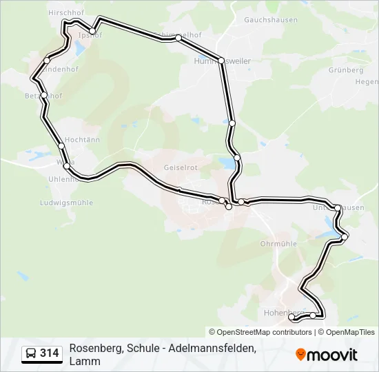 314 Bus Line Map