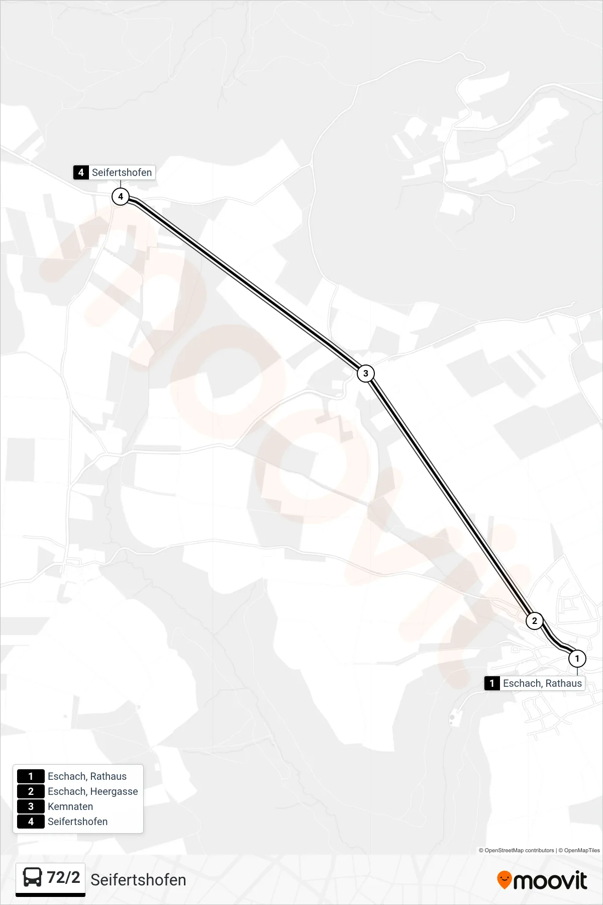 Linie 72/2 (Bus) Richtung Seifertshofen: Route und Haltestellen auf der Karte