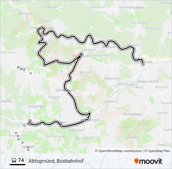74 Bus Line Map
