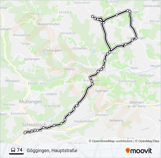 74 Bus Line Map
