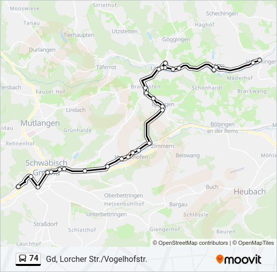 74 Bus Line Map