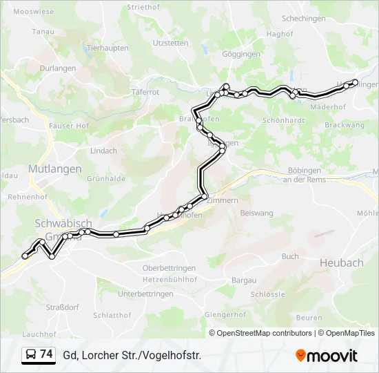 74 Bus Line Map