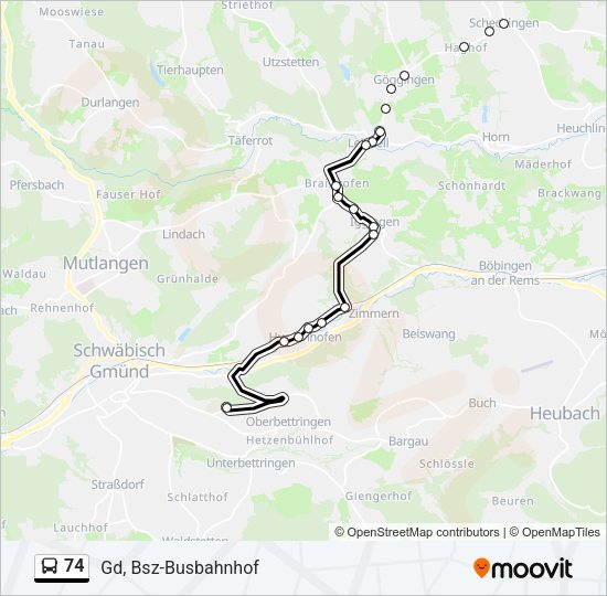 74 Bus Line Map
