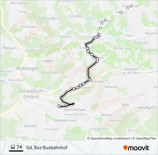 74 Bus Line Map