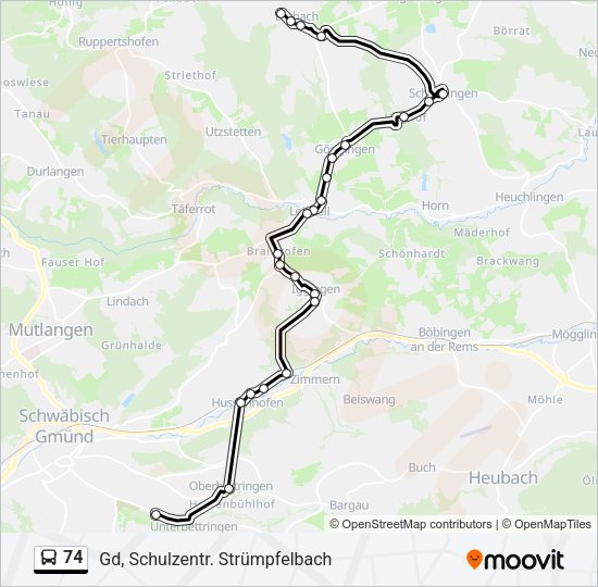 74 Bus Line Map