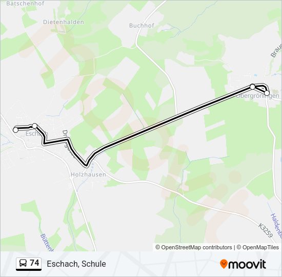 74 Bus Line Map