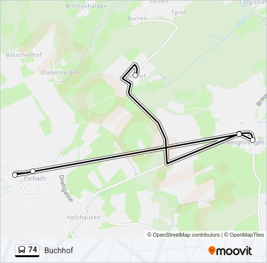 74 Bus Line Map