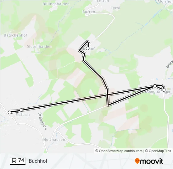 74 Bus Line Map