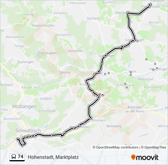 Автобус 74: карта маршрута