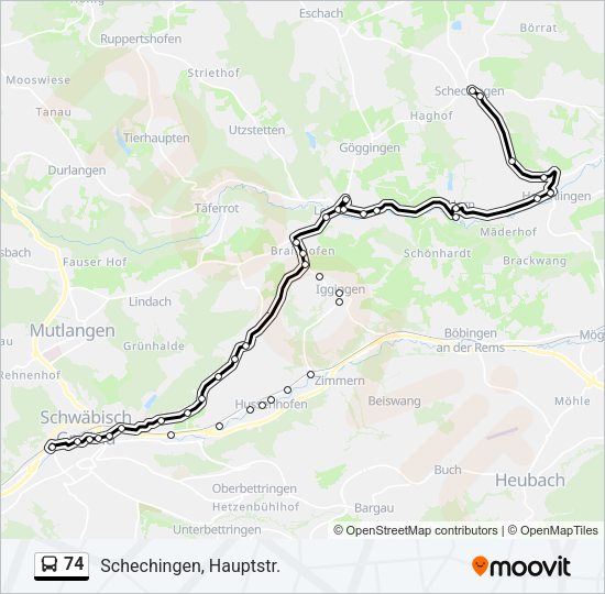 74 Bus Line Map