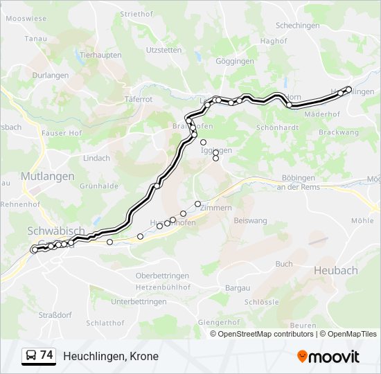 74 Bus Line Map